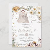 Vintage Kaninchen Elfenbeinblütendusche Einladung (Vorderseite)