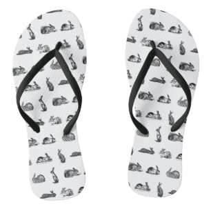 Vintage Kaninchen Kaninchen  Bunny Art CUSTOM BG F Badesandalen