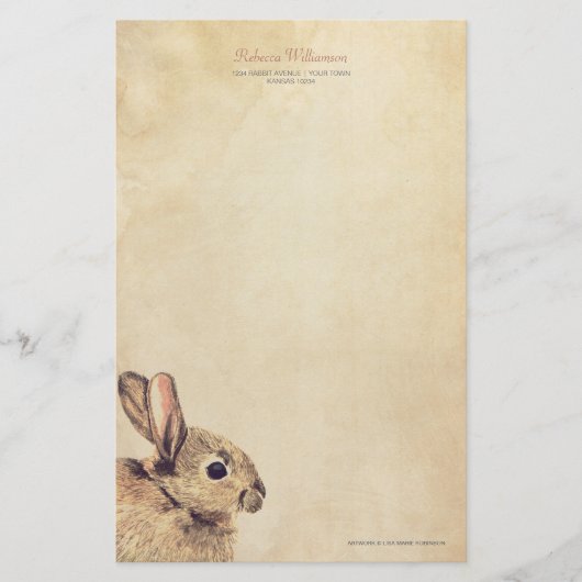 Vintage Kaninchen-Skizze-personalisiertes Briefpapier (Vorderseite)