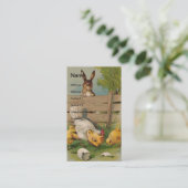 Vintage Kaninchen und Hühner Visitenkarte (Stehend Vorderseite)