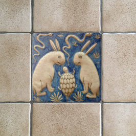 Vintage Kaninchen und Reptilien Antike Reproduktio Fliese