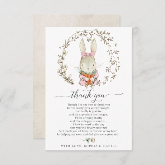Vintage Kaninchendusche Danke Karte (Vorne/Hinten)