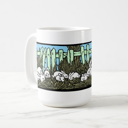 Vintage Kaninchenfamilie Kaffeetasse (Vorderseite Links)