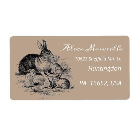 Vintage Kaninchenfamilie - personalisiert (Vorne)