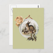 Vintage Kaninchenfamilie Postkarte (Vorne/Hinten)