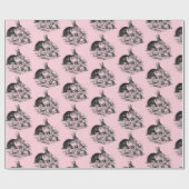 Vintage Kaninchenfamilie - zeichnend Geschenkpapier (Flach)