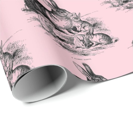 Vintage Kaninchenfamilie - zeichnend Geschenkpapier (Rolleneckpunkt)