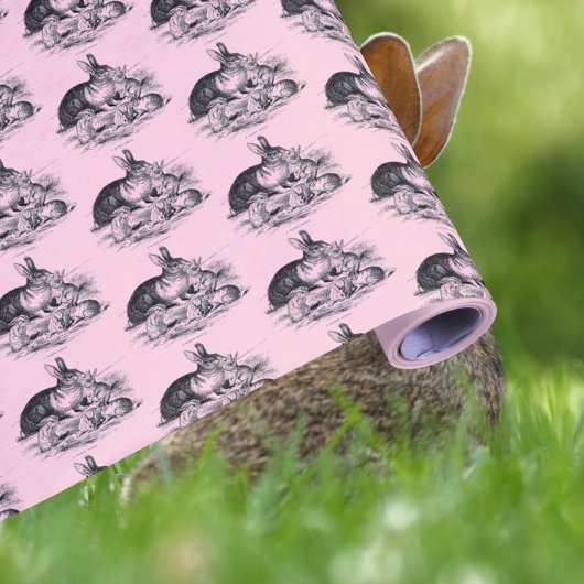 Vintage Kaninchenfamilie - zeichnend Geschenkpapier