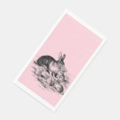 Vintage Kaninchenfamilie - zeichnend Serviette (Ecke)