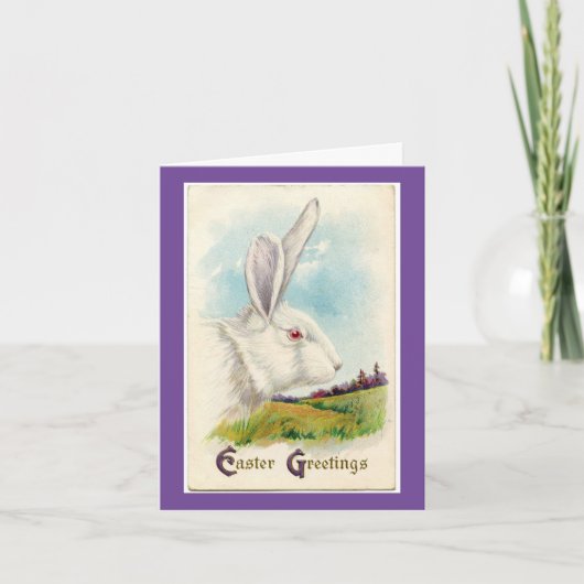 Vintage Kaninchenkopfkarte Feiertagskarte (Vorderseite)