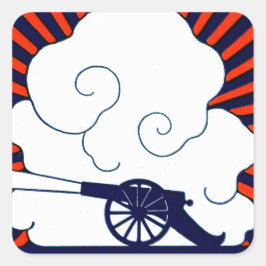 Vintage Kanonenartillerie im Juli patriotisch Quadratischer Aufkleber