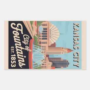 Vintage Kansas City Missouri Retro-Reiseillustrati Rechteckiger Aufkleber