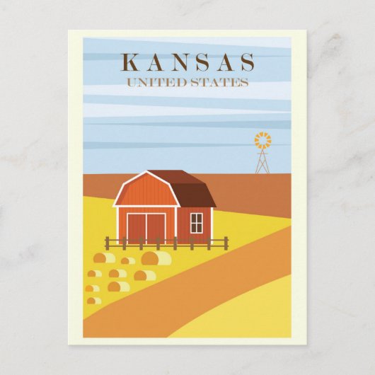 Vintage Kansas Farm Travel Postkarte (Vorderseite)