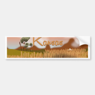 Vintage-Kansas-Weizenfeld-Reiseposter Autoaufkleber