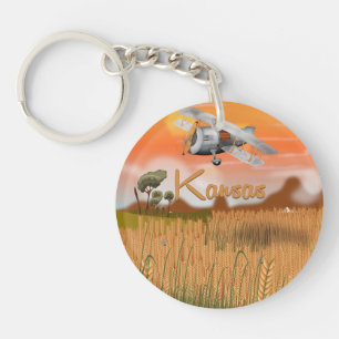 "Vintage Kansas Weizenfeld Reiseposter" "kansas Schlüsselanhänger