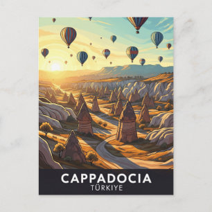 Vintage Kappadokien Türkei Heißluftballons Reise Postkarte
