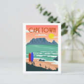 Vintage Kapstadt Südafrika Tafelberg Aussicht Postkarte (Stehend Vorderseite)