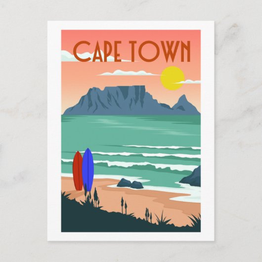 Vintage Kapstadt Südafrika Tafelberg Aussicht Postkarte (Vorderseite)