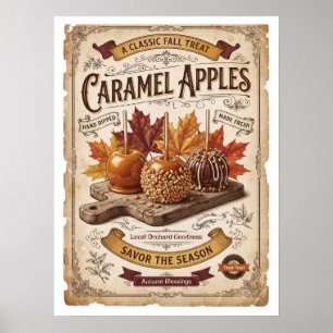 Vintage-Karamelläpfel Herbstliche Segnungen Poster