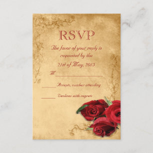 Vintage Karamellbraun- und Rose-Hochzeit RSVP Karte