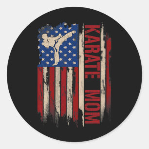 Vintage Karate-Mama Amerikanische Flagge - Das Kic Runder Aufkleber
