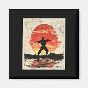 Vintage-Karate-Silhouette mit japanischem Mart-Dis Magnet