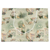 Vintage Kardinal und Weihnachtsgrüße Große Geschenktüte (Vorderseite)