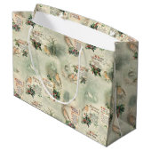 Vintage Kardinal und Weihnachtsgrüße Große Geschenktüte (Rückseite Schrägansicht)