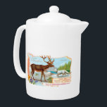 Vintage Karibik (Rentier) und Arktis Fox<br><div class="desc">Die Vorderseite eines Chromo (Chromolithographie), eine bedruckte Karte, die mit Chocolaterie d'Aiguebelle Schokolade mit einem Karibu, einem Rentier (Rangifer tarandus) und einem arktischen Fuchs (Vulpes lagopus) inbegriffen ist. Der französische Text lautet "Le Monde des Mammiferes" (Die Welt der Säugetiere), "Ordre des: Ruminants 1. renne, Carnassiers 2. lstris (Ordnung der Wiederkäuer...</div>
