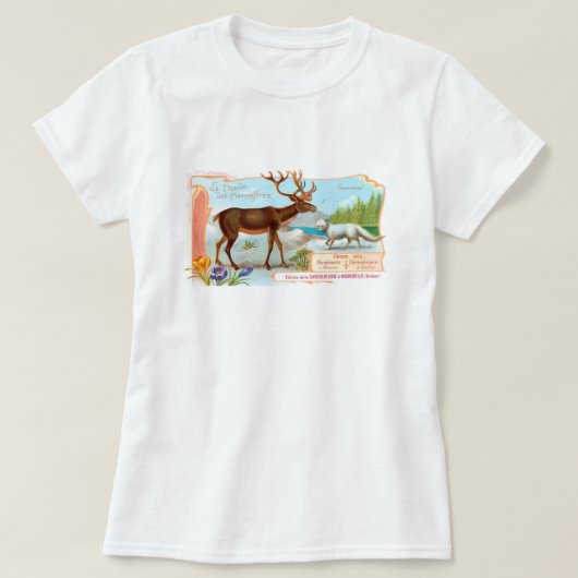 Vintage Karibik (Rentier) und Arktis Fox T-Shirt (Design vorne)