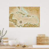 Vintage Karibikkarte Poster (Küche)