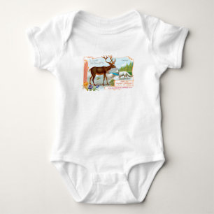 Vintage Karibu (Rentier) und Polarfuchs Baby Strampler