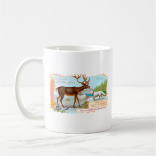 Vintage Karibu (Rentier) und Polarfuchs Kaffeetasse