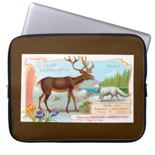 Vintage Karibu (Rentier) und Polarfuchs Laptopschutzhülle