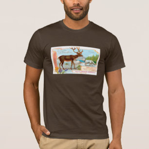 Vintage Karibu (Rentier) und Polarfuchs T-Shirt