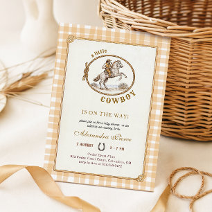 Vintage Kariert Western Kleiner Cowboy Baby Shower Einladung