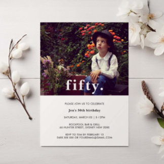 Vintage Karierte 50. Geburtstagsfeier Foto Einladu Einladung