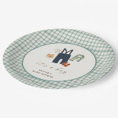 Vintage Karierte Kinderkleidung Kinderdusche Pappteller (Schrägansicht)