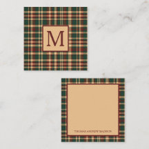 Vintage Karierte Monogramme in Rot und Grün