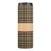 Vintage Karierte Monogramme in Rot und Grün Thermosbecher (Rückseite)