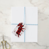 Vintage karierte Schneeflocken mit Elche Geschenkanhänger (Mit Garn)