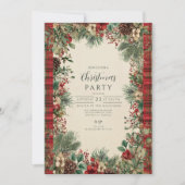 Vintage Karierte Weihnachten Einladung (Vorderseite)