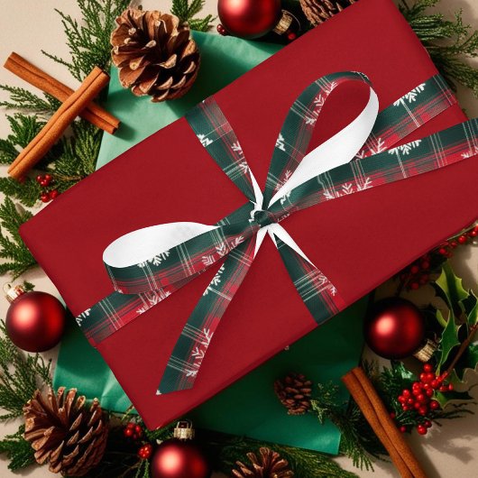 Vintage Karierte Winterferien Schneeflocken Satinband