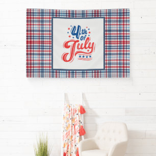 Vintage, kariertes rot weiß blau Muster Banner
