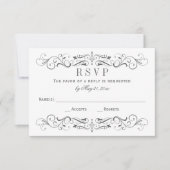 Vintage Karkohle-Graue-Blüh-Hochzeit RSVP Karte (Vorderseite)