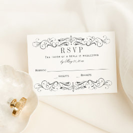 Vintage Karkohle-Graue-Blüh-Hochzeit RSVP Karte