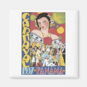 Vintage Karneval 1937 Panama Reiseplakat Magnet