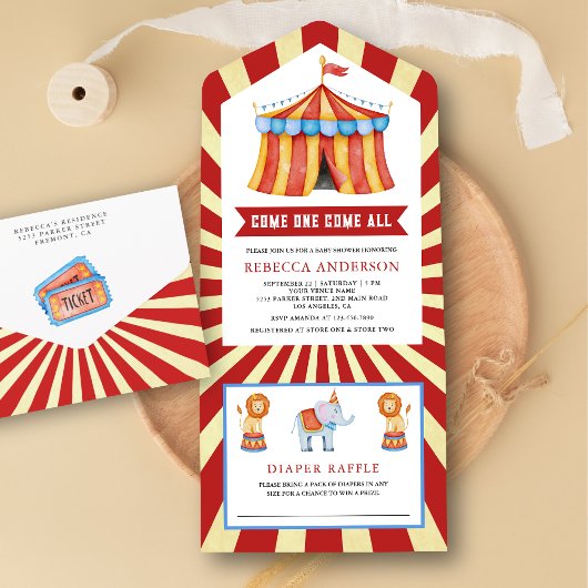 Vintage Karneval Circus Kinderdusche All In One Einladung