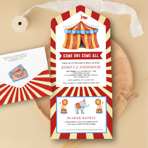 Vintage-Karneval Zirkus-Baby-Party All In One Einladung