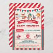 Vintage Karnevals-Zirkus-Tier-Baby-Dusche laden Einladung (Vorne/Hinten)